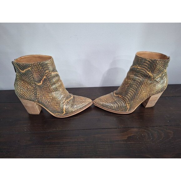 Lucky Brand Adalan Leather Snake Print Ankle Booties/Pre-owned, Sz. 6.5M - Picture 4 of 9